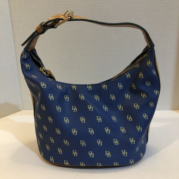 Dooney & Bourke Chic Handbag Monogram Logo Blue Mini Hobo Purse Zipper Petite - Picture 8 of 8